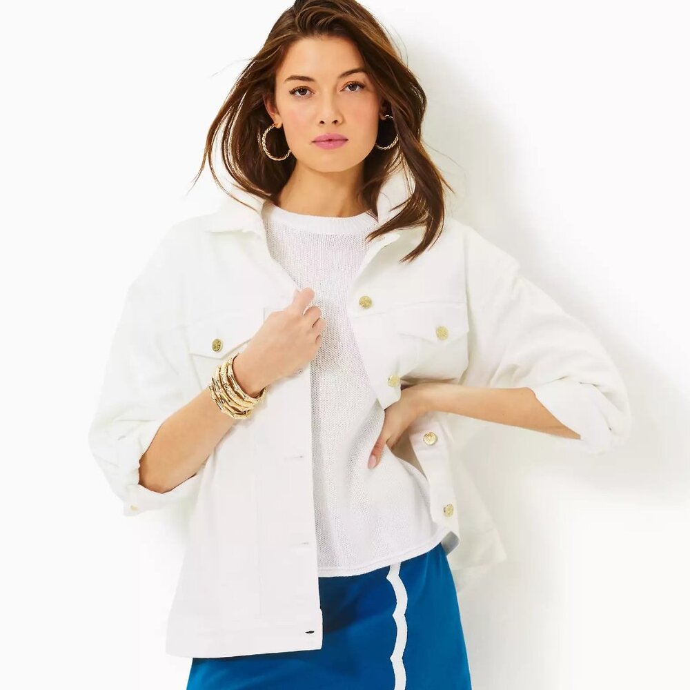 NWT Brixley Denim Jacket in Resort White - Lilly Pulitzer